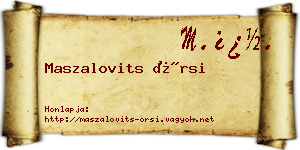 Maszalovits Örsi névjegykártya